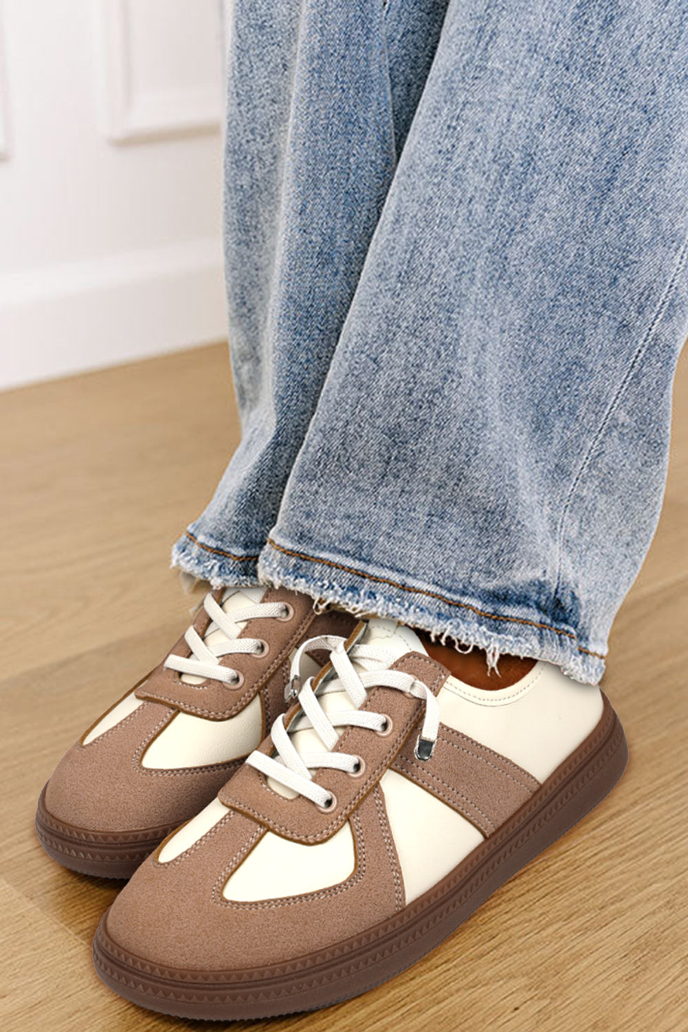 Chic Camel Patchwork Lace-Ups - StarsNStrides.com