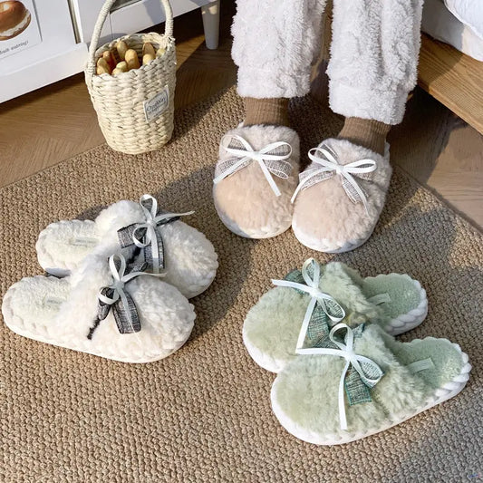 Lovely-cotton-bow-tie-slippers - www.lovelygirlusa.com