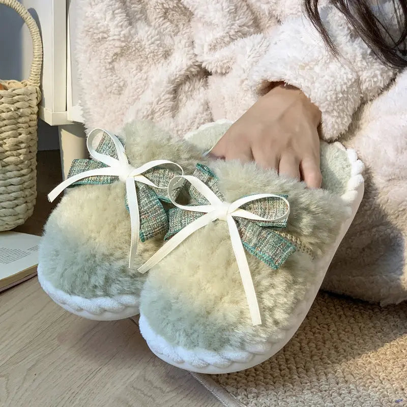 Lovely-cotton-bow-tie-slippers - www.lovelygirlusa.com