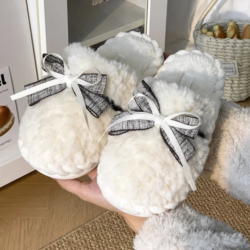 Lovely-cotton-bow-tie-slippers - www.lovelygirlusa.com