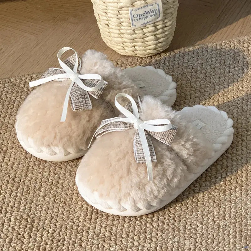 Lovely-cotton-bow-tie-slippers - www.lovelygirlusa.com